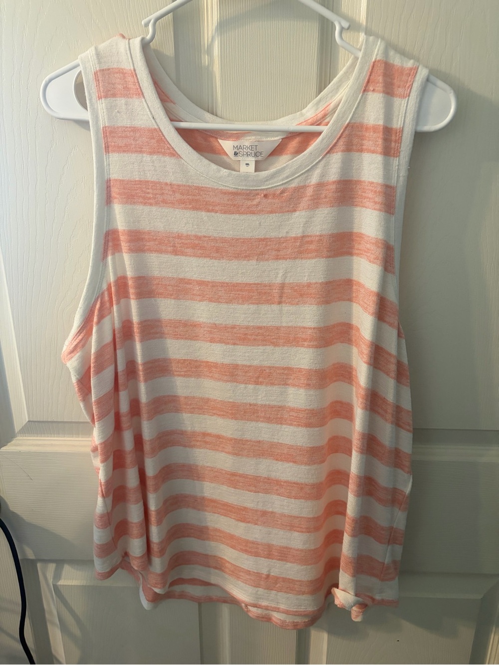 Market & Spruce XXL Pink White Striped Sleeveless Knit Tank Top